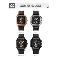 Reloj de Pulsera de Cuarzo para Hombre, Diseño Clásico, Carátula Irregular, Función de Cronometraje, Correa de Cuero, Resistente al Agua 30m, 20mm