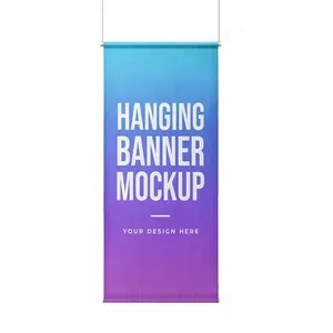 Bannière suspendue de tissu brillant 150g, 2x8 pieds, impression par transfert, pour publicité d'intérieur