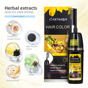 Coloration capillaire instantanée pour hommes et femmes, couvre les cheveux gris, sans ammoniaque, naturelle, bio, à base de plantes, shampoing colorant noir avec peigne. - Product Image 6