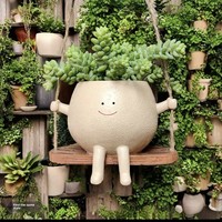 Pot de fleurs suspendu en résine, nouveau design créatif, décoration de salon, visage souriant, pour jardin extérieur
