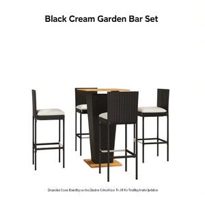 Set da Bar da Giardino Nero Crema 4 Posti in Rattan, Arredamento da Esterno Resistente alle Intemperie, Design Contemporaneo - Product Image 1