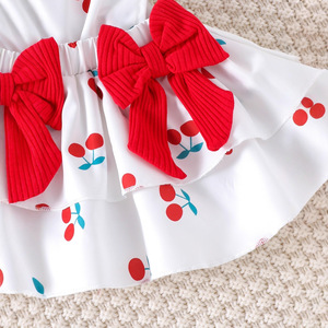 Conjunto de 3 piezas rojo de mono y falda de algodón transpirable de manga larga a la <span class=keywords><strong>moda</strong></span> para bebés niñas, novedad 2025, para primavera, transfronterizo - Product Image 4