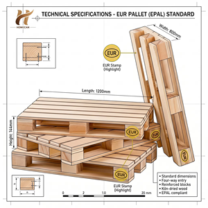 Pallet in Legno di Pino a 4 Vie di Ingresso, Standard Europeo Comune nell'Unione Europea, per Magazzino e Spedizioni - Product Image 2