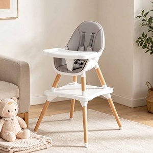 Chaise haute convertible 3-en-1 pour bébé, chaise d'alimentation moderne pour tout-petit avec plateau amovible, chaise de repas en bois massif pour enfants - Product Image 5