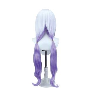 Jeu Honkai: Star Rail Black Swan <span class=keywords><strong>Cosplay</strong></span> Perruque longue et droite en cheveux blancs et violets GAHC-008 - Product Image 2