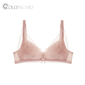 New Style Comfortable Wire Free Breathable Everyday <strong>pink</strong> 2 Piece <strong>Set</strong> Women's Bra <strong>Bikini</strong> Panty Lace <strong>Set</strong> Bow Padded Waist Logo - Product Image 3