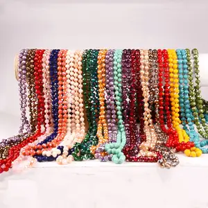 Joyería Tribal bohemia de moda para mujer, collar anudado con cuentas de cristal de 8mm, 60 pulgadas, 64 colores, hecho a mano