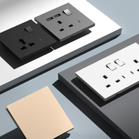 Prise murale USB 13A du Royaume-Uni, prise universelle intelligente 20W à charge rapide Type-C, double prise électrique, interrupteur mural 220V 1/2 voie
