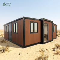 YITOP Venta al por mayor de fábrica Casa contenedor prefabricada expandible de 40 y 20 pies, 1, 2, 3, 4, 5 dormitorios, cocina plegable, casa modular tipo cabaña, 1 año de garantía