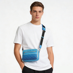 Embossed Leather Crossbody Bag Men Fashion Shoulder Bag <b>Small</b> Messenger Bag Custom Logo Travel <b>Chest</b> Bag - Product Image 1