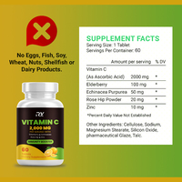 Marque privée OEM, haute puissance, 60 comprimés d'acide ascorbique, vitamine C 2000 mg, blanchiment de la peau pour adultes, personnalisé
