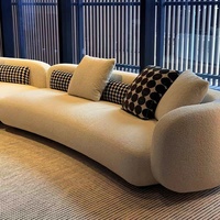 Ensemble de canapés Bessel, design minimaliste italien, canapé modulaire incurvé, tissu en laine d'agneau, rembourrage de forme personnalisée, éponge haute densité