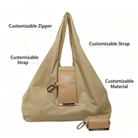Bolsa de Hombro Individual de Moda para Mujer, Gran Capacidad, Plegable, de Nailon, Ecológica, Bolsas de Compras Ecológicas