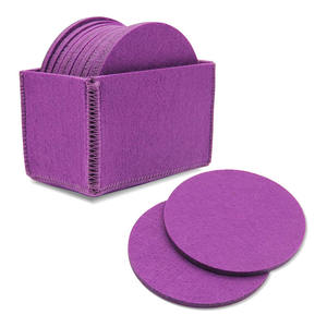 Sous-verres en verre ronds et carrés en feutre découpé au laser coloré de 10 cm avec napperons en feutre en forme de support pour une utilisation en gros - Product Image 4