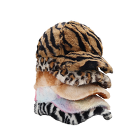 Casquette de baseball en fausse fourrure personnalisable avec logo pour femmes et hommes, imprimé léopard, chapeau d'hiver chaud en peluche, vente en gros de casquettes moelleuses à imprimé animal