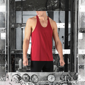 Red <b>Men's</b> <b>Compression</b> Tank Breathable Quick Dry O-Neck Knitted Gym Workout <b>Vest</b> OEM - Product Image 3