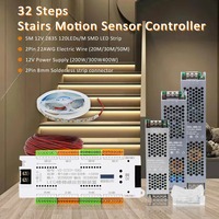 Contrôleur de bande lumineuse LED à détecteur de mouvement pour escalier, DC 12V 24V, 32 canaux, maison intelligente, contrôleur de lumière pour escalier