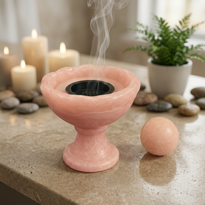 Quemador de Incienso de Resina Rosa con Borde Metálico, Difusor de Aromaterapia para Decoración del Hogar, Uso en Todas las Estaciones, Regalo de Fragancia para el Hogar para Ramadán y Eid - Product Image 1