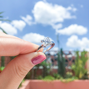 Anillo Clásico Simple de Plata de Ley 925 con Diamante de 3 Quilates y Piedra Lateral de Moissanita para Unisex, Gran Venta - Product Image 5