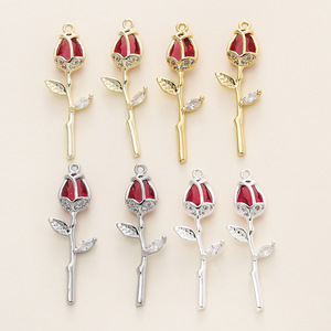 Rose Pendant Zinc Alloy Gold Silver Plated Bezel Setting Themed Plant Charms For DIY Jewelry Unisex Gift Accessory - Product Image 5