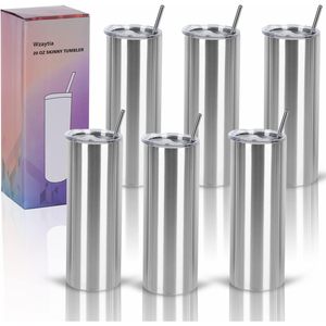 25 Pack 20 Oz Classic Design Stainless Steel <b>Skinny</b> <b>Tumblers</b> Individually Gift Boxed Bulk 20 Oz Set - Product Image 1