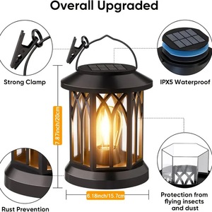 <b>Solar</b> Clip <b>Lantern</b> <b>Outdoor</b> Garden Light Flame Effect Lawn Decorative Lamp - Product Image 5