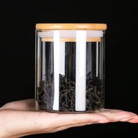 Vente en gros de bocaux de stockage d'aliments en verre borosilicaté Rangement de cuisine avec couvercle à vis en bois d'acacia hermétique et bouchon en liège