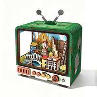 Kit de construction de modèles 3D en bois, puzzle à assembler soi-même, maison TV, construction, puzzle éducatif, jouet fait main, lumineux, 12+, 101~500