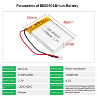 Batterie au lithium polymère SUM803040 3.7V 1000mAh pour appareil de beauté, mini ventilateur, localisateur GPS