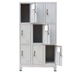Armoire de rangement moderne en acier laminé à froid, 9 portes, à poser au sol, avec serrure à clé, durable, démontable, garantie 3 ans - Product Image 2