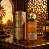 Flacon de parfum en verre dépoli cylindrique de 30 ml, 50 ml, 100 ml, style Dubaï, avec bouchon en plastique à boule dorée et boîte – Vente chaude