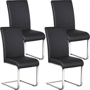 Yaheetech – ensemble de 4 chaises de <span class=keywords><strong>salle</strong></span> à <span class=keywords><strong>manger</strong></span> modernes, rembourrées en simili cuir, dossier haut, pieds en métal chromé, pour cuisine/salon - Product Image 1