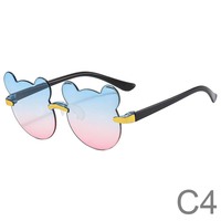 Nuevas gafas de sol redondas sin montura con orejas de oso bonitas a la moda para niños de alta calidad se pueden personalizar al por mayor