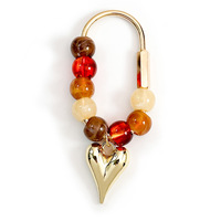 Porte-clés perlé avec pendentif cœur et étoile, breloque de sac multicolore élégante, vente en gros pour filles