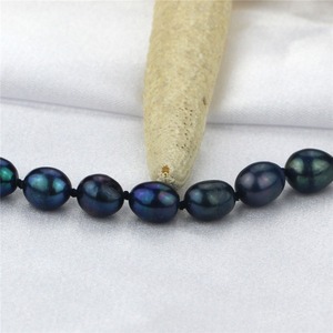 7mm un collier de perles noires de riz <span class=keywords><strong>100</strong></span> ''pouces de long collier de perles naturelles d'eau douce bijoux - Product Image 4