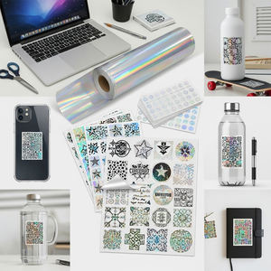 XJY Holographic Adhesive Paper Sheets Rolls Sticker Paper Holographic <strong>Vinyl</strong> Waterproof Custom Sticker - Product Image 4