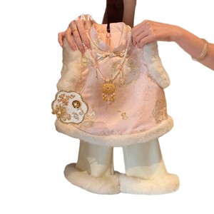 Tongxingyuan Girls Traditional Chinese Style Vest Winter Outfit Thickening Two Piece Set For Toddlers New Year Wear - Product Image 5