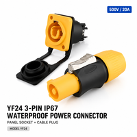 Connecteur d'alimentation Leaka RJ45 IP67 étanche 3 broches XLR aviation YF24 20A 500V jaune pour affichage audio