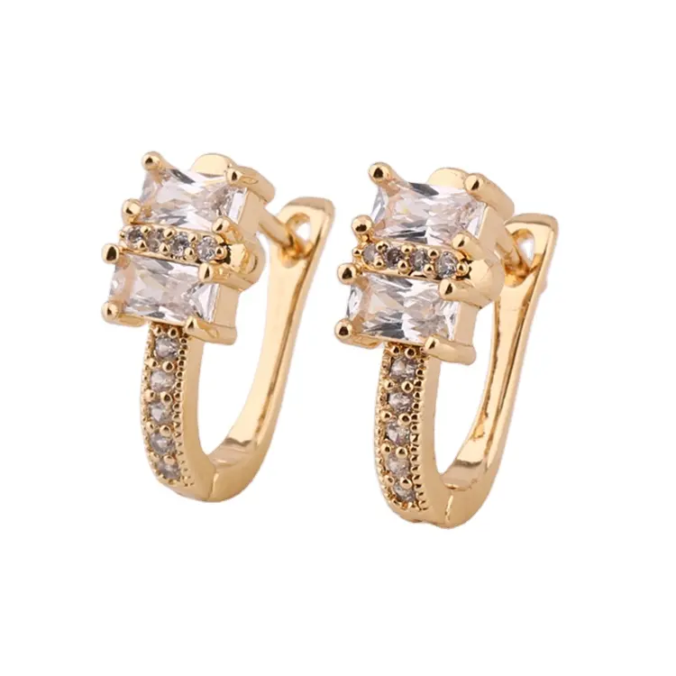 Dubai Style 18K Rose Gold Plated Zircon Earring Jewelry For Female