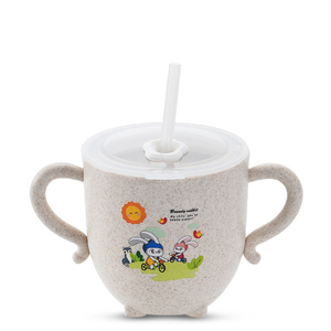 도매 밀 짚 짚 물 컵 규모 아기 마시는 컵 뚜껑 어린이 귀여운 만화 물 컵 - Product Image 5