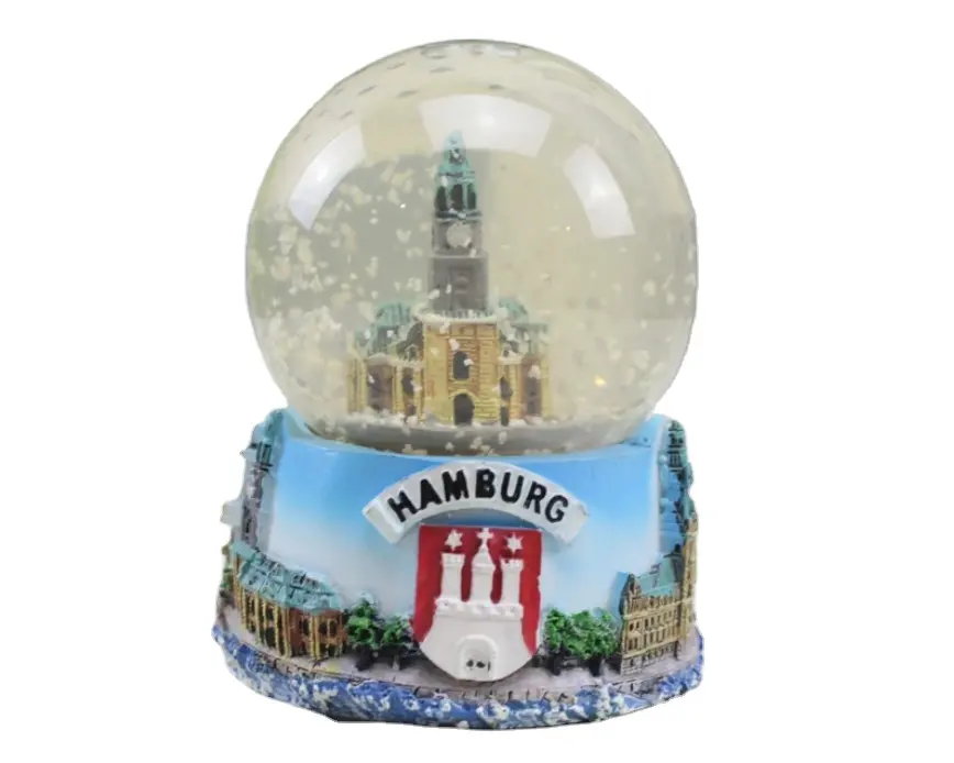 Sneeuwbal Sneeuwbol Water Kerst Ballen Hamburg 80S Decoratie Tafel Decoratie Glas Bal Duitse Stad