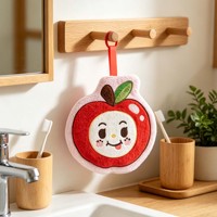 Peluche personnalisée en tissu doux, porte-clés en peluche pomme personnalisé, serviette de cuisine brodée en polaire corail douce à séchage rapide