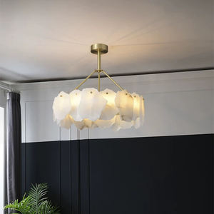 Lámpara colgante rectangular redonda, lámpara colgante creativa de lujo, candelabro de alabastro de mármol de piedra Natural nueva - Product Image 1