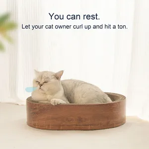 Grosir sarang kucing desain baru Premium disesuaikan papan garuk kucing bulat kualitas tinggi bahan kayu rumah kucing