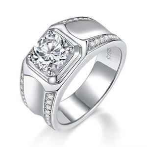 Anel de Aliança Masculino Hip Hop com Diamantes Moissanite de Corte Brilhante VVS <span class=keywords><strong>1ct</strong></span> em Prata S925 – Joia de Casamento - Product Image 2
