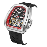 Montre automatique mécanique tonneau pour homme Hanboro, squelette de luxe, ruban de haute qualité, double roue volante, sport, étanche