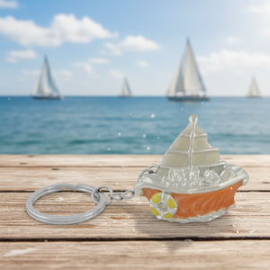 Portachiavi in Metallo Personalizzabile a Forma di Barca a Vela con Design Colorato, Senza Scatola - Product Image 3