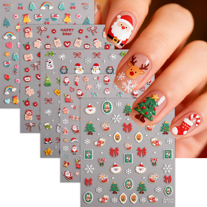 Pegatinas de Uñas con Diseño de Muñeco de Nieve y Árbol de Navidad en Gel Suave 5D con Impresión en Relieve, Pegatinas de Uñas DIY, Calcomanías de Uñas, Venta al por Mayor, OEM, Personalizadas - Product Image 2