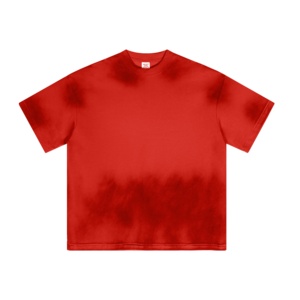 Camisetas de manga corta holgadas unisex con efectos de teñido anudado y lavado con agua, varios colores, algodón suave para uso diario - Product Image 3