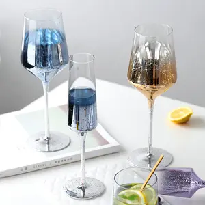 Geschenk Galvani siertes Kristallglas Regenbogen Rotwein glas Set buntes Becher glas schillernde Champagner gläser